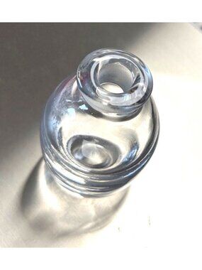 Small Clear Round Glass 3” Bud Vase Narrow Neck Elegant Decorative Thick Base